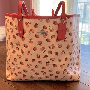 Coach Reversible City Tote Fruit Print with zipper pouch
